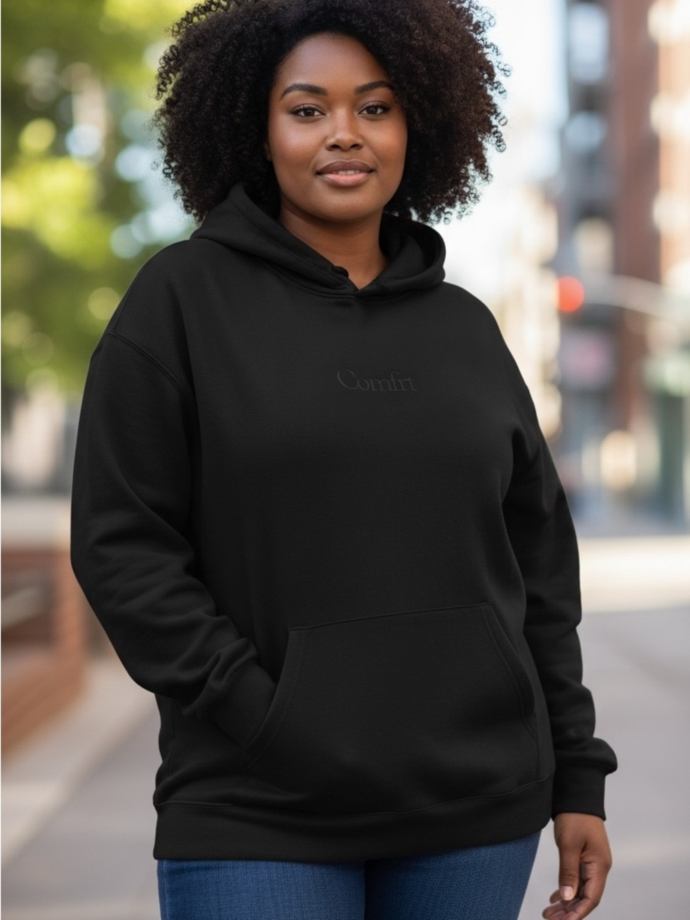 COMFRT Minimalist Hoodie Black XL Heavyweight Oversized Pullover Sweatshirt